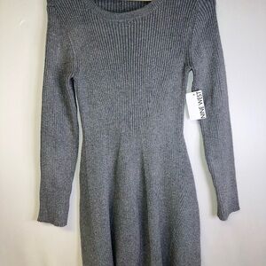 Nine West M Women’s Gray Ribbed Sweater Dress NWT